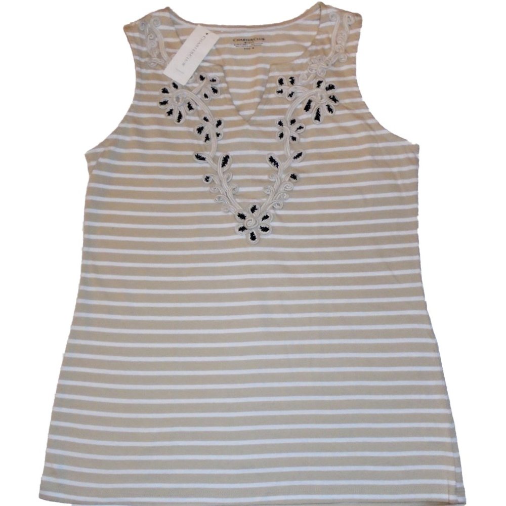 Tank Top NWT MEDIUM Shell Shirt Cotton Charter Club Shirt Blouse Sleeveless